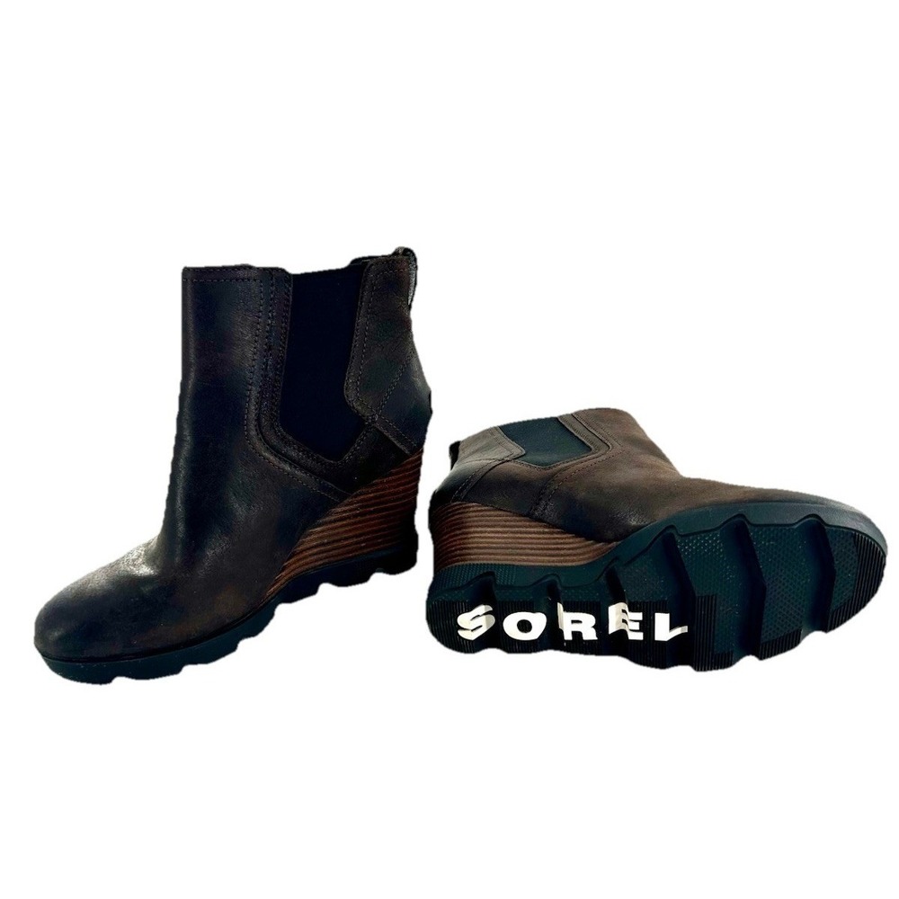 Sorel Joan Uptown Chelsea Blackened Brown Leather Boot Size 7.5